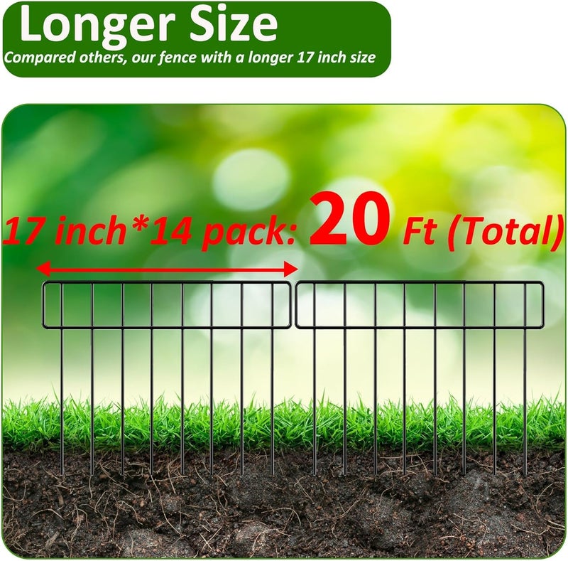 HIHADUUM 20Ft(L) X 13Inch(H) Animal Barrier Fence - 14 Pack Garden Fence Animal Barrier Garden Border Rustproof Metal No Dig Fence Panels for Dog Rabbit Defense Bottom Blocker for Outdoor Yard Patio - Image 3